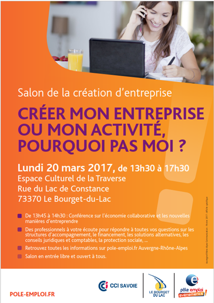 Portage Salarial - Baya Consulting sera présent sur le salon de la création d’entreprise organisé par Pôle Emploi Aix les Bains et Chambéry le 20 mars de 13h30 à 17h30